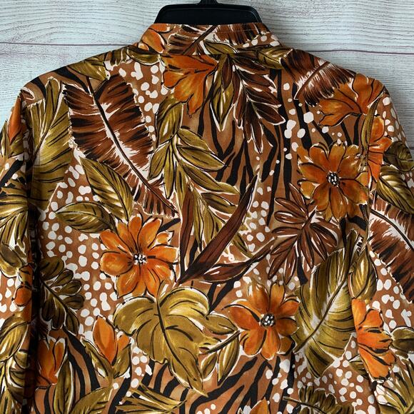 Laura Ashley Floral Blazer Jacket Earthtone Button Up Long Sleeve Size M - Picture 6 of 16